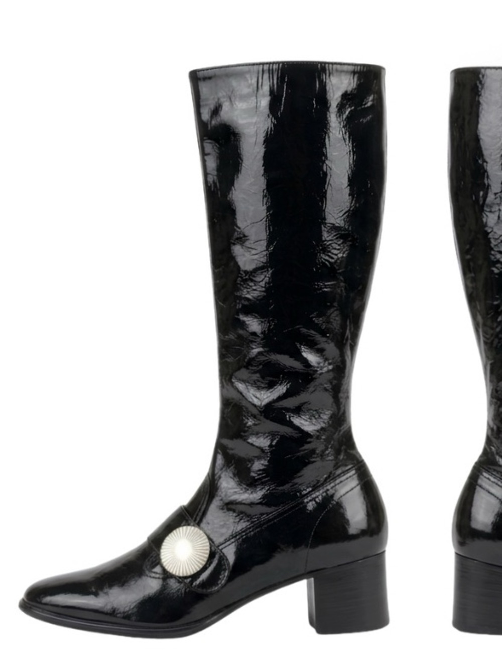 Vintage 1970s Black Patent Go-Go Boots - Size 9 - Picture 11 of 16